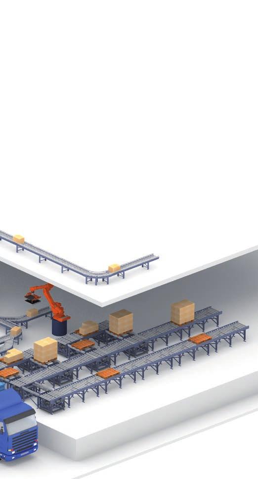 1 RECEPTION AND DISTRIBUTION OF GOODS Withvarious conveyor components, the entrie process of receiving goods in boxes and transporting them to different circuits can be controlled and executed