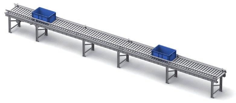 Conveyors for Boxes Components CONTINUOUS ACTIVATED ROLLER CONVEYOR This system is used to transfer boxes in a straight line when a constant flow of load units is required and where boxes can be