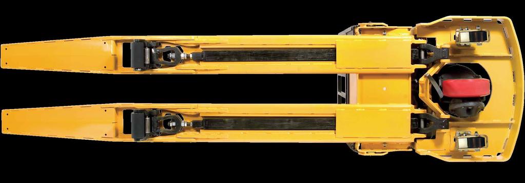 Increased exit roller size reduces pallets tendency to drag. Forks are reinforced with 25 percent more steel to maximize durability.