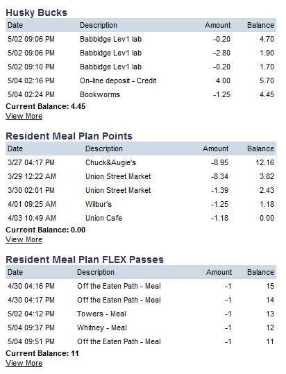 Guest Account You can be set up with your own username and password to view your son or daughter s transactions and balances for meal plans and Husky Bucks.