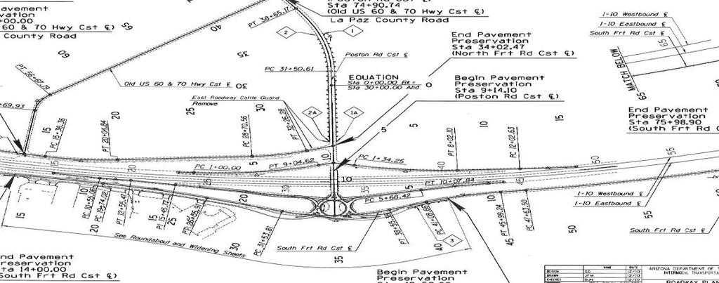 roundabout at The crossroad and south frontage road,