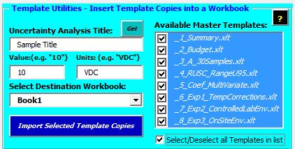 Getting Started 17 Prior to importing the copies, you can identify the desired sheet tab name via the "Value" and "Units" fields, and provide the "Analysis Title" to be automatically applied to the