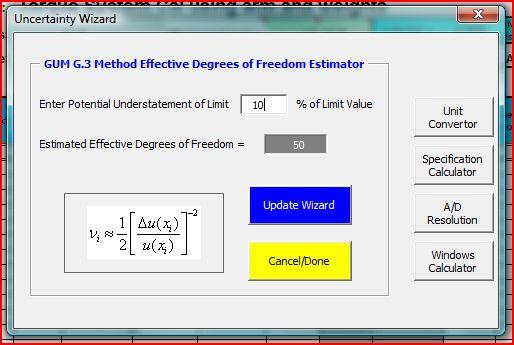 Master Templates 31 This calculator is based directly on the ISO GUM Section G.3. Estimating the Effective Degrees of Freedom for Type B entries is only necessary for significant uncertainty contributors.