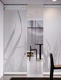 The walls have a print depicting wind-blown grass to illustrate the sense of freedom