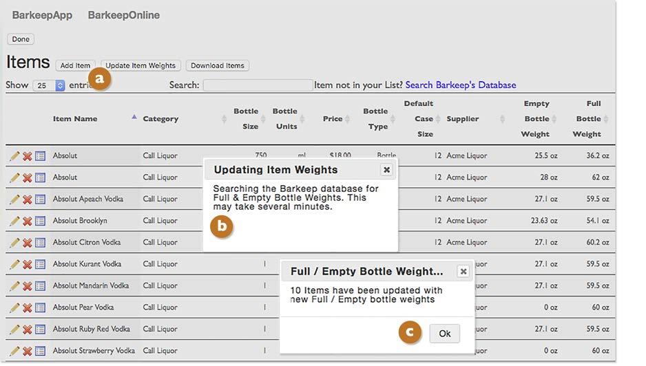 What happens when Bottle Weights are missing? (cont.) Updating Item Weights How does it work?