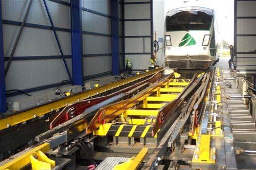 Automatic gauge changer technologies by CAF Allows the pass of TALGO and CAF Technologies by means of two reclining platforms.