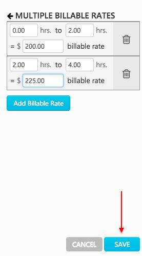 7. You will return to the Price Setup Wizard screen. Under Billable Rate (hr) you will see the billable rates you have configured. a.