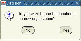 Completing Assignment Information 3.65 15. A Caution window will appear asking if you want to use the location of the new organization.