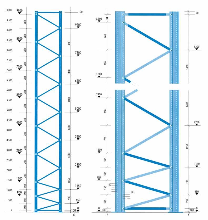 DIAGRAM FOR ASSEMBLING BRACING OF UNIBUILD FRAMES UNIBUILD Systems are made from high tensile steel, certified according t o UNI EN 10204 3.