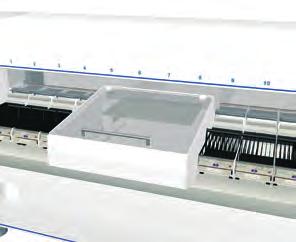 Board train functionality and manual load adapter available as accessories. Large size conveyor for inline board handling including linear drive y-unit and safety covers.