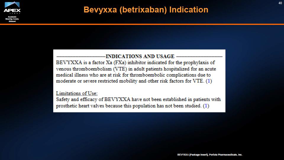 FDA: BETRIXABAN