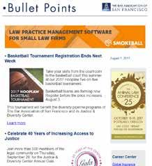 legal news and upcoming events CLE Planner e-newsletter sent second and
