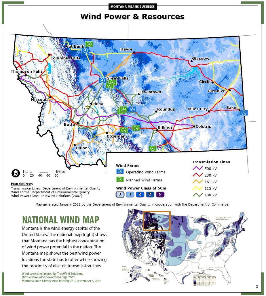 Montana: Where the Wind Blows Montana is #1 where it counts (Class 3 and above) Unique wind patterns 395 MW online $825+ million capital investment in existing WF s Rim Rock 310 MW, $700 million