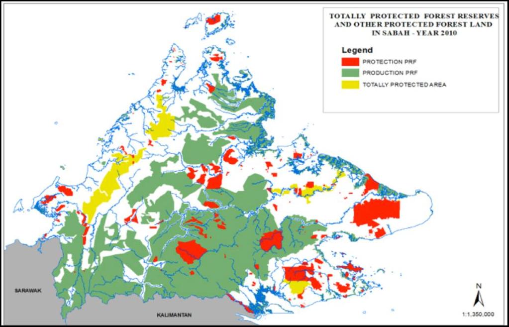 Totally Protected Forest Reserves and Other Protected Forest Land in Sabah Year 2005