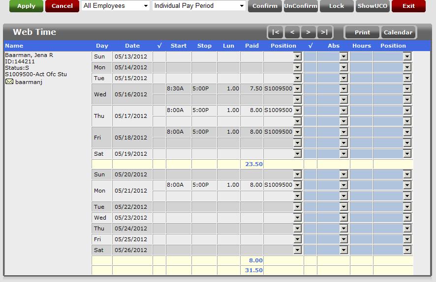 Explanation of Supervisor Screen The following will explain all of the fields, buttons, and areas of your supervisor screen.