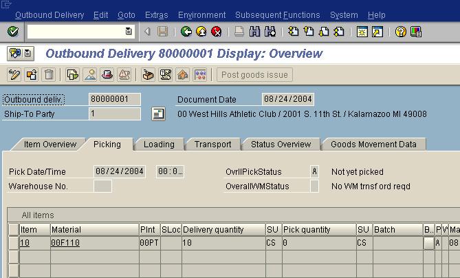 details of the delivery you just created: From this delivery, we can see the documents that resulted in this delivery (inquiry and sales order).