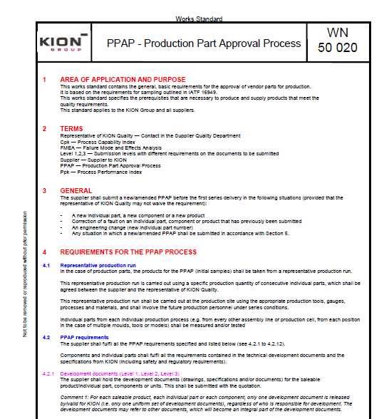 Additional Information KION Standard WN 50020 Website KION PPAP website