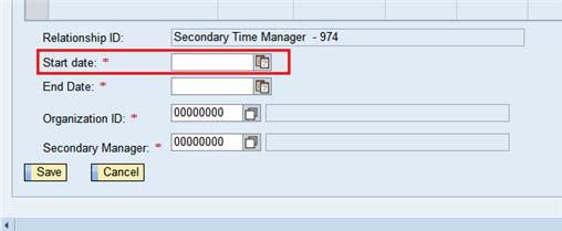 5. Select or enter the date you want the secondary time manager's time approval rights to begin.