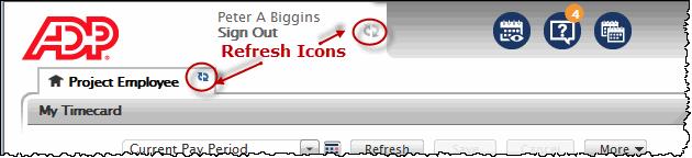 Refreshing the Workspace To refresh, do the following: 1. Click one of the refresh icons located on the workspace.