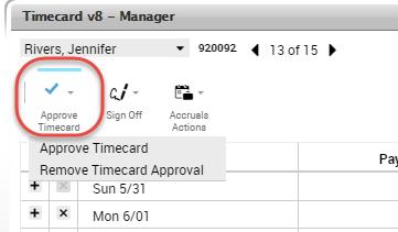Saving and Refreshing the Timecard If your access rights permit, you can edit hours in the My Timecard widget. When you do, you must save the edit to record it.