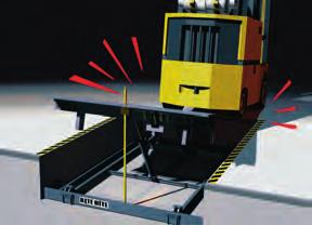 Forks trucks can accidentally drive onto a raised leveler or into the side, causing damage and injury.