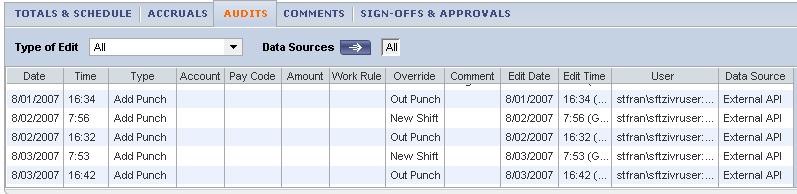 Lesson 2: Timecard Editing Audits The Audits tab lists all edits made to an employee s timecard. It also includes any group edits that affected the employee s timecard.