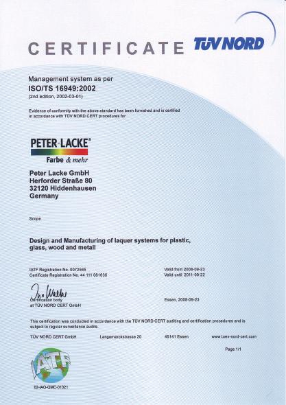 GL PETER-LACKE products have been tested by an independent, accredited testing institute