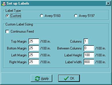 Set Up Labels Dialog Box Labels require a special setup process because they are printed in a different fashion than most text documents are.