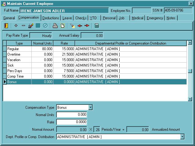Compensation Tab The Compensation tab contains the data for the compensation that the employee regularly receives.