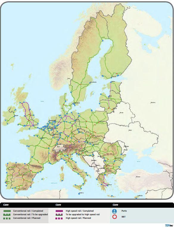 TRANS EUROPEAN TRANSPORT NETWORK Core Network: Rail freight, ports,