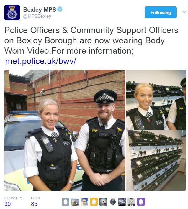 4. The Tweet: Local officers letting people know they are trialling the latest Body Worn Video [BWV] equipment in their area, and how they can learn more about the cameras.