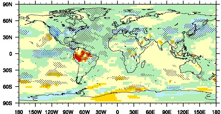 Future land use effect on temperature (SRES land cover + SRES atmospheric forcing) - SRES