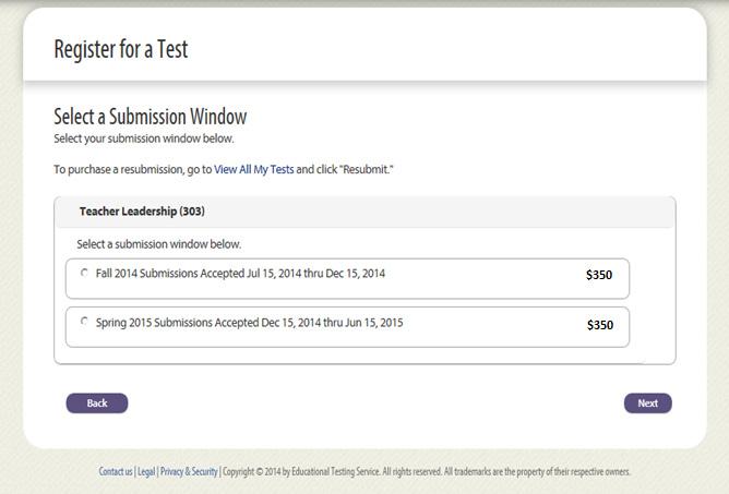 If you select a submission window and then decide to change to a later one, you will be subject to a $50 rescheduling fee.