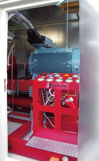 Interior view of the technical container with gas compressing unit.