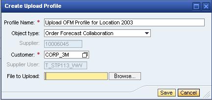 Upload Supplier Planned Receipts into OFM (continued) Prior to uploading an OFM file into SNC using the Upload Center, a upload profile must be created by setting these