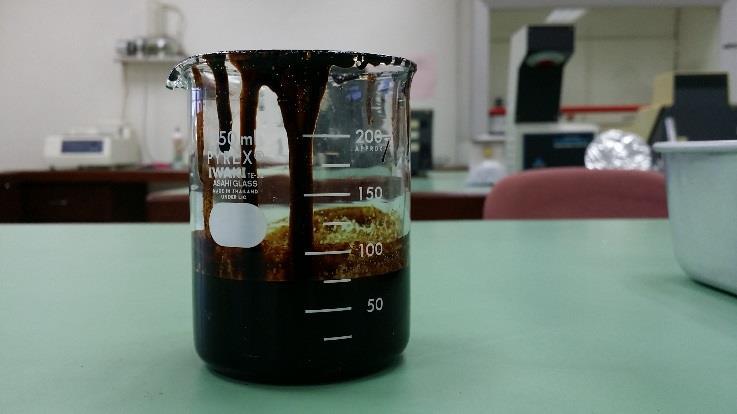Figure 6. Liquid bio-oil obtained from slow pyrolysis of rice-husk. 4.