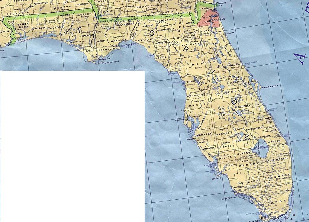 Fig. 1: Florida map with inlet map of study region, Taylor county