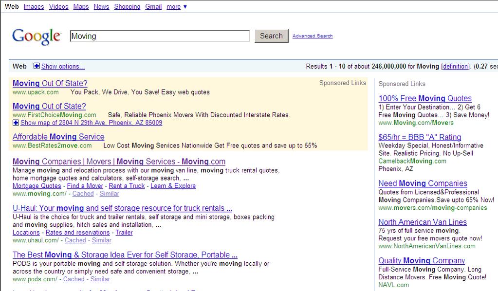 Search Engine Optimization & Marketing Sponsored links equal paid search (SEM) Organic