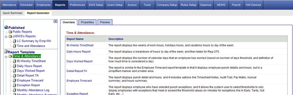 Reports Category Report Generator Page Overview Tab The Overview tab in the Report Generator page displays all report templates in categories.