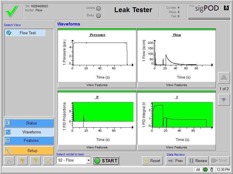 Whether you choose to run the PSV software on a computer or on a Sciemetric sigpod controller tailored for leak testing, you ll experience an intuitive and user-friendly interface with screens