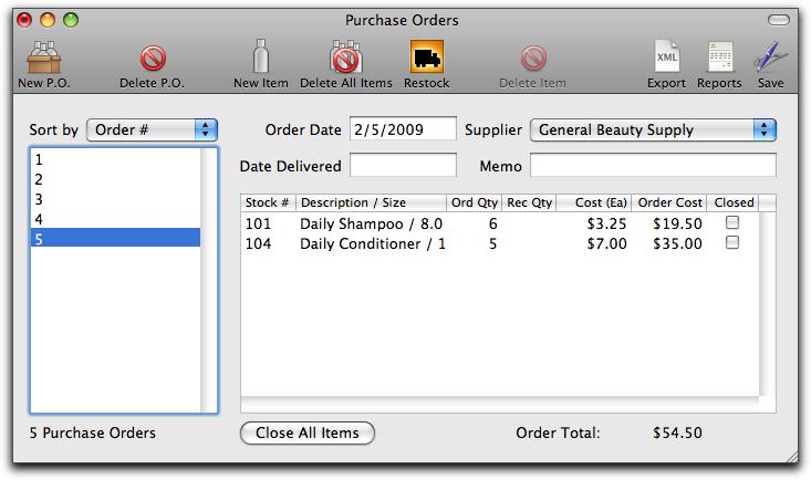 Purchase Orders Go to Purchase Orders and click the New P.O. icon in the upper left-hand corner. Select the Supplier for the products you wish to print labels for.