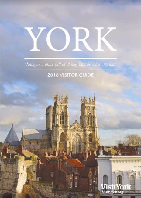 Visit York Destination Guide The York Destination Guide is the official visitor guide to York and its surroundings, used to inspire prospective visitors as they plan and book their breaks, as well as
