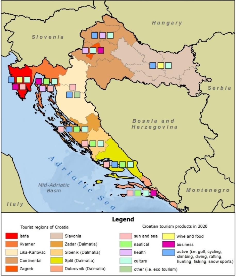 73 17 Figure Touristic regions, Source: Data from the Tourism Strategy of the Republic of Croatia Taking into account the existing limiting factors for the future tourist development in the Republic