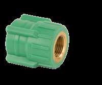 Adapter female thread Material: PP-R/brass Colour: Green Standards: EN ISO 15874 Product line: Ø 20 75 Processing: Socket welding Type