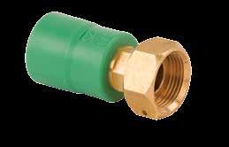 Screw union male/male thread Material: PP-R/brass Colour: Green Standards: EN ISO 15874 Product line: Ø 20 63 Processing: Socket welding