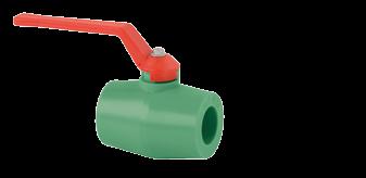 300 40/1 S Ball valve Material: PP-R Handle: Polyamide, GF reinforced Ball: Brass PTFE seats: NBR O-Ring Colour: Green