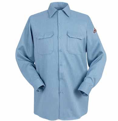 MOLTEN METAL WORK SHIRT MOLTEN METAL WORK SHIRT 1 HRC Two-piece, lined collar Two chest pockets with button flap closures and sewn-in pencil stall One-piece, lined cuff with button closure Special