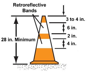 Skip lines provide a useful guide for placing cones. Skip lines are the broken pavement markings used to separate two travel lanes.