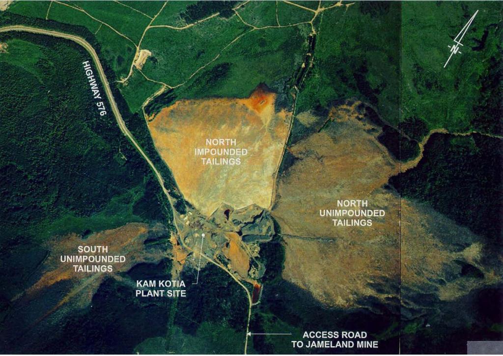 Kam Kotia tailings: aerial view, 1989 ~6 million tonnes of unmanaged acid generating