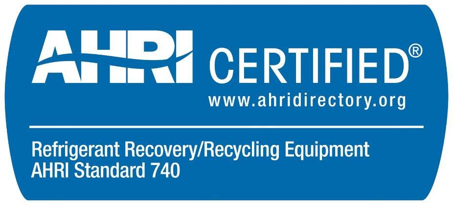 REFRIGERANT RECOVERY/RECYCLING EQUIPMENT